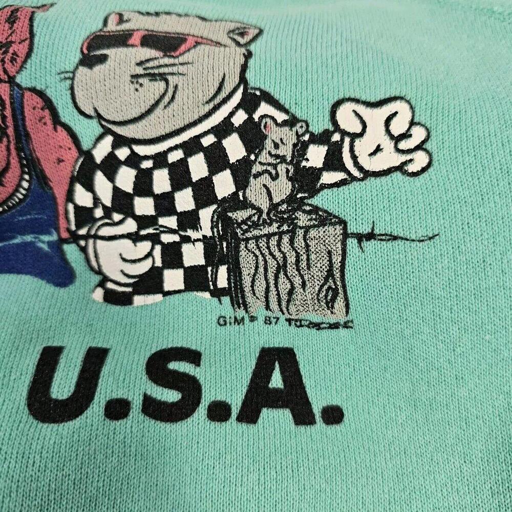 Vtg Hanes L Mint Crewneck Sweatshirt "Barn In The Usa" Farm Animals '87 80's - Picture 7 of 8